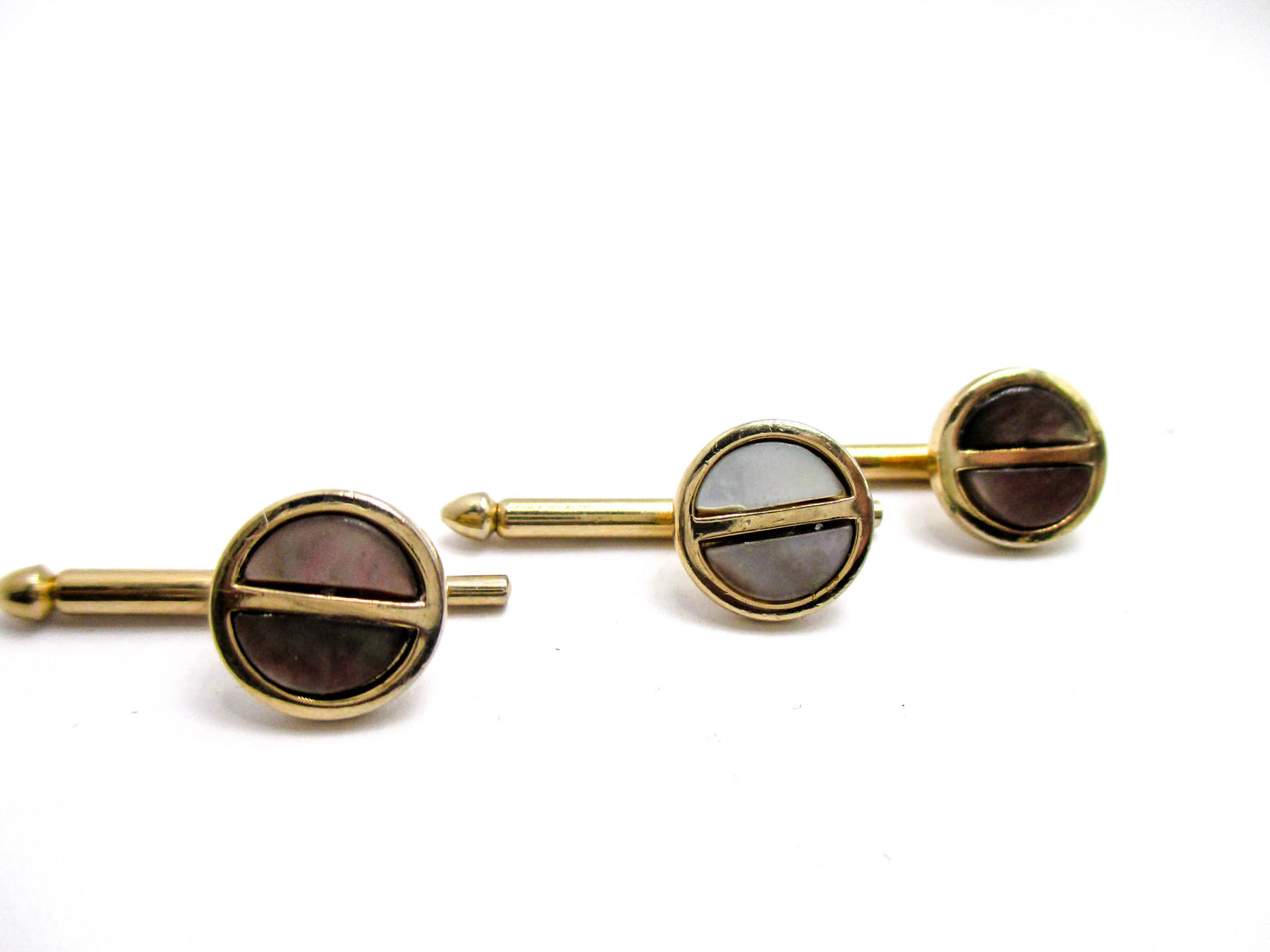 Abalone Shirt Studs - Set of 3 in Gold Tone