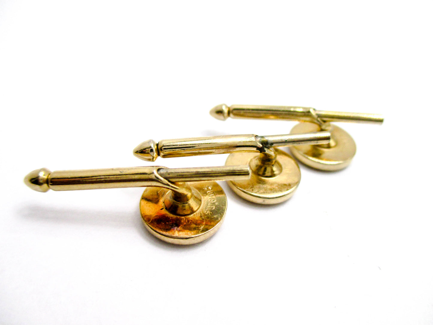 Abalone Shirt Studs - Set of 3 in Gold Tone