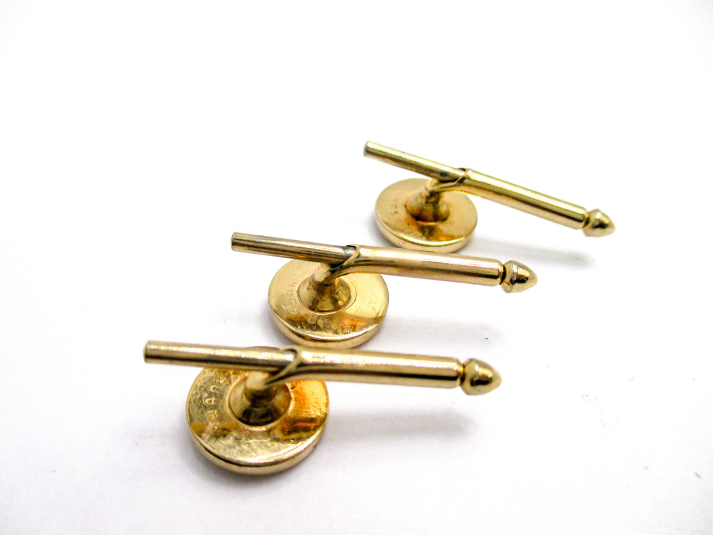 Abalone Shirt Studs - Set of 3 in Gold Tone