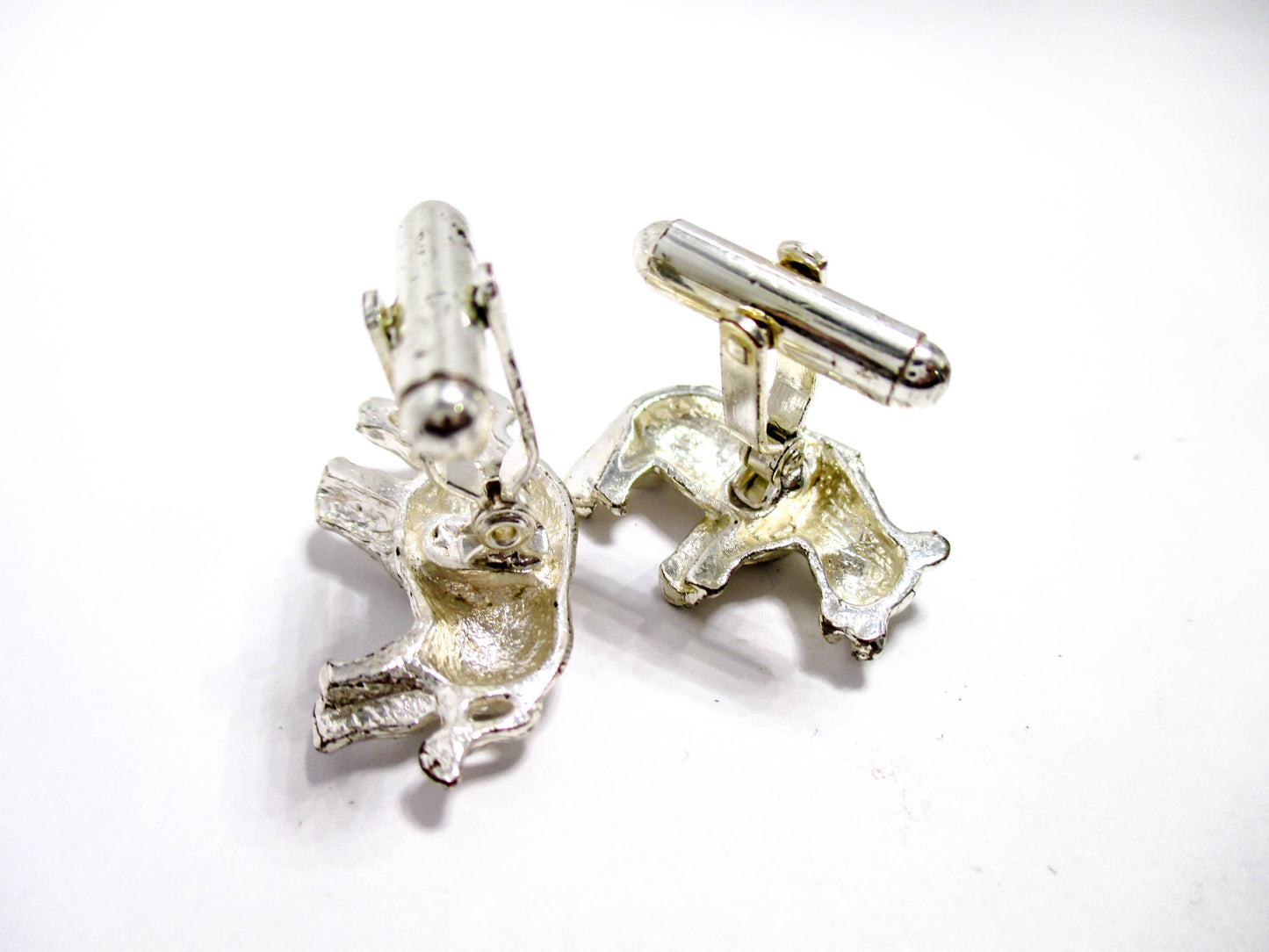Bull and Bear Cufflinks in Silver Tone Metal