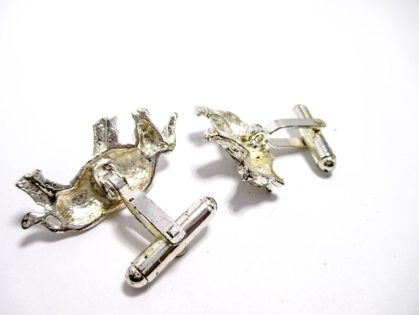 Bull and Bear Cufflinks in Silver Tone Metal
