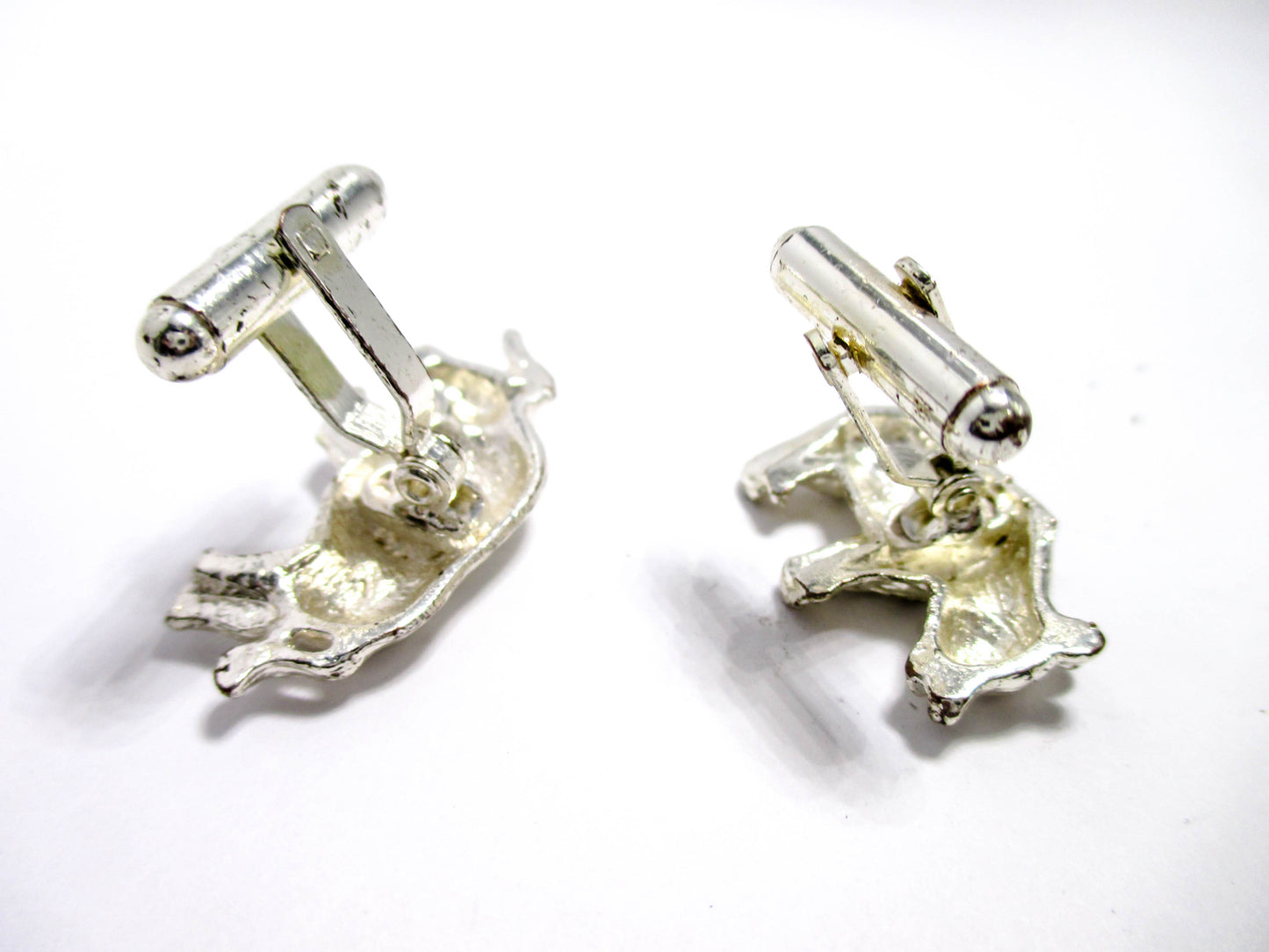 Bull and Bear Cufflinks in Silver Tone Metal