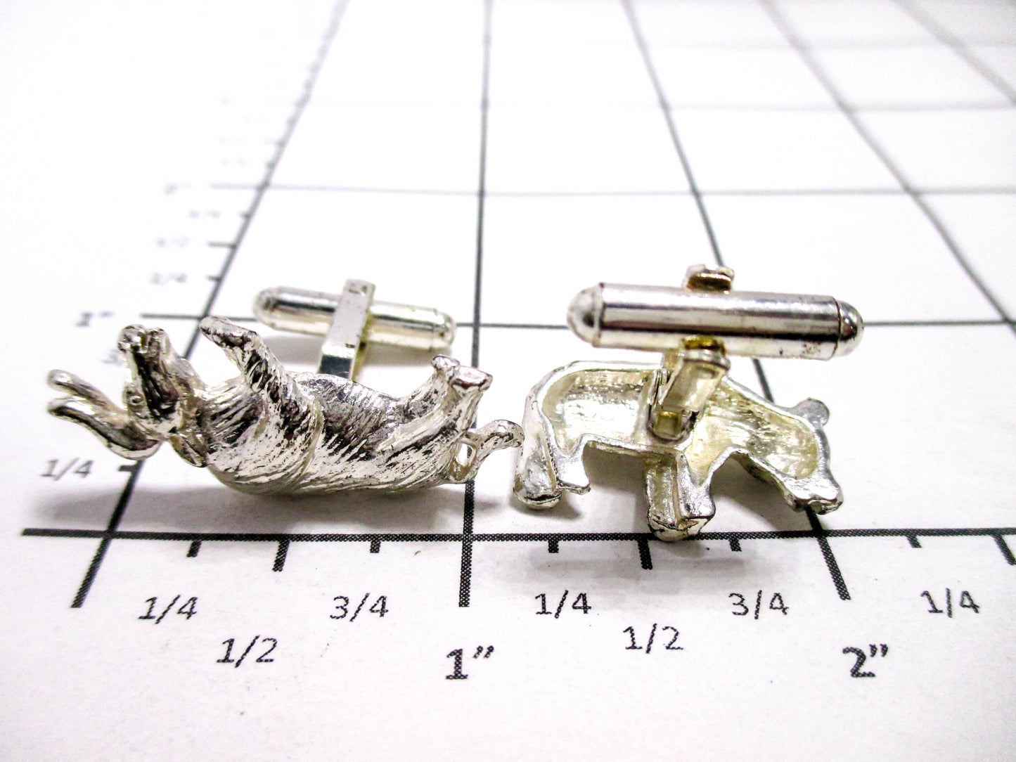 Bull and Bear Cufflinks in Silver Tone Metal