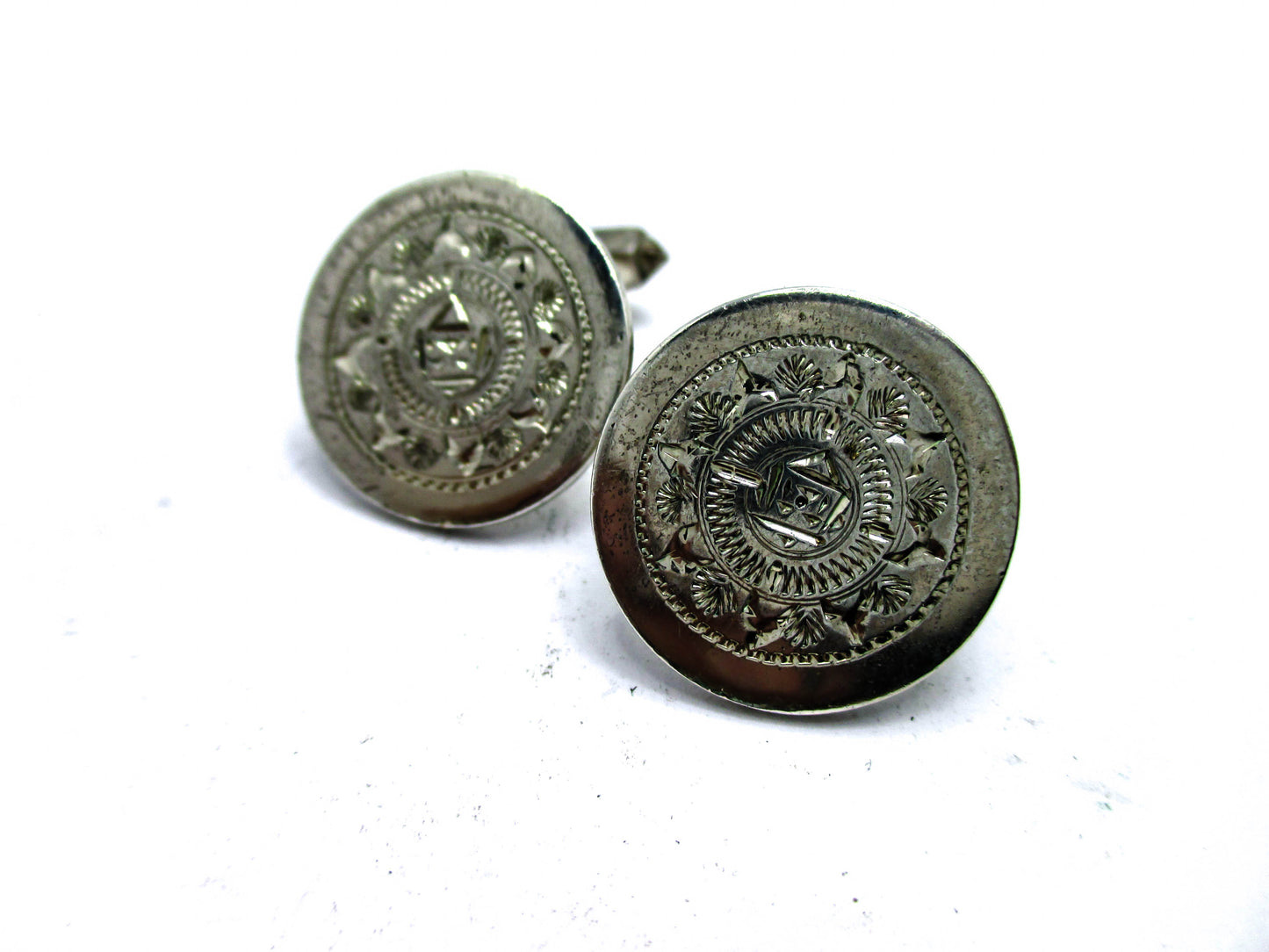 Vintage Pair Mexican Sterling Silver Calendar Cufflinks