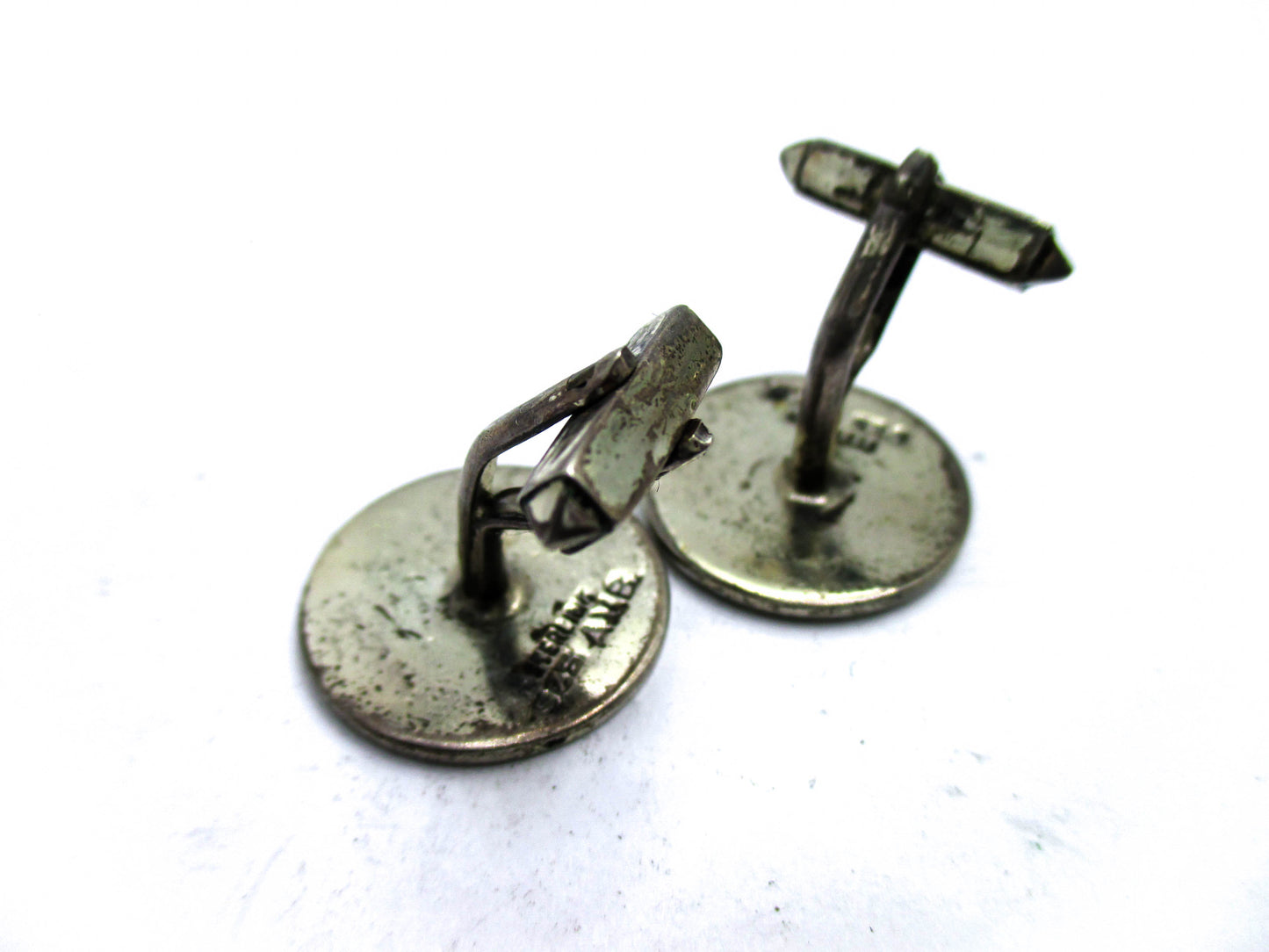 Vintage Pair Mexican Sterling Silver Calendar Cufflinks