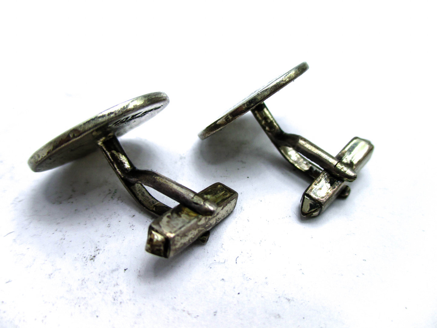 Vintage Pair Mexican Sterling Silver Calendar Cufflinks