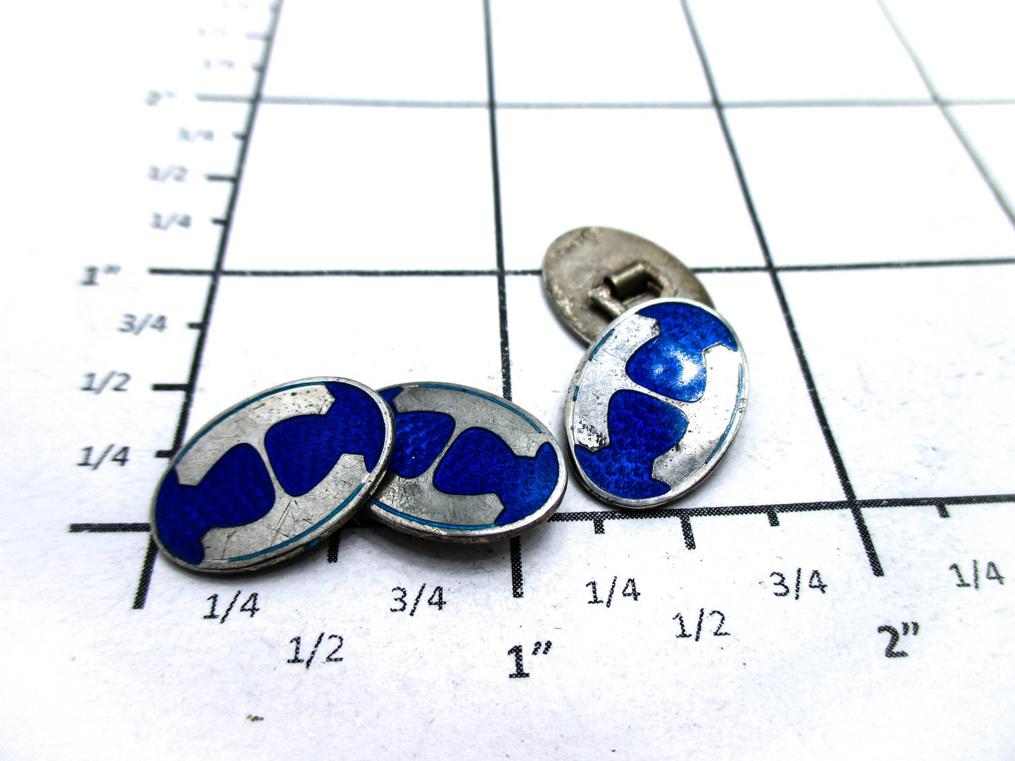 Antique Sterling Enamel Cufflinks by Vintage G.C. Hudson Company