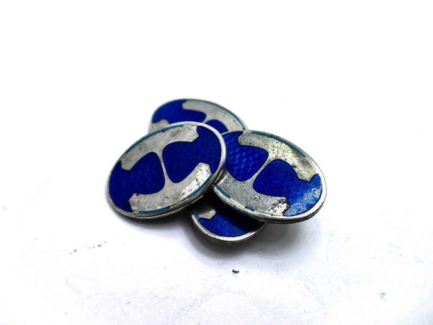 Antique Sterling Enamel Cufflinks by Vintage G.C. Hudson Company