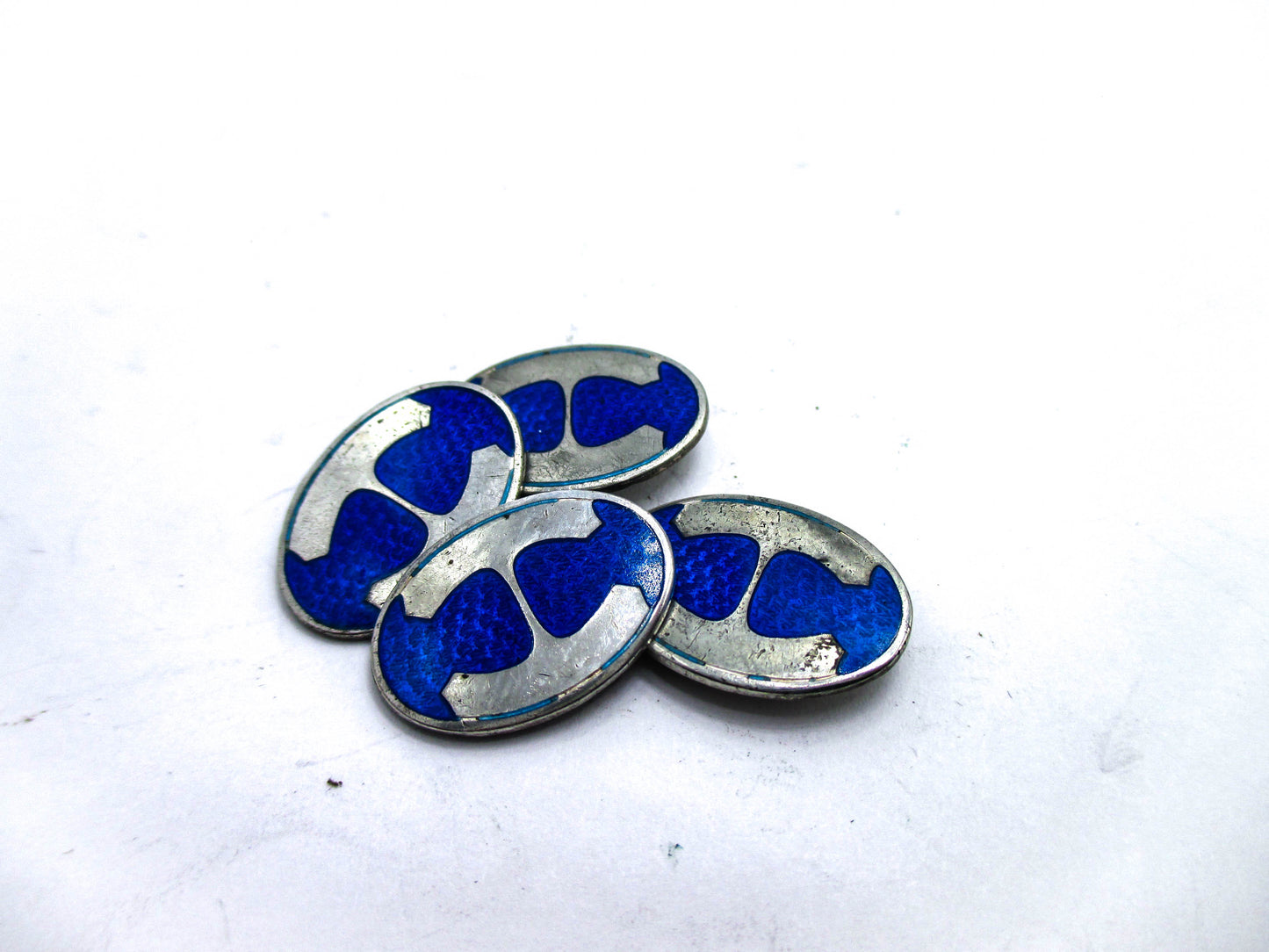 Antique Sterling Enamel Cufflinks by Vintage G.C. Hudson Company