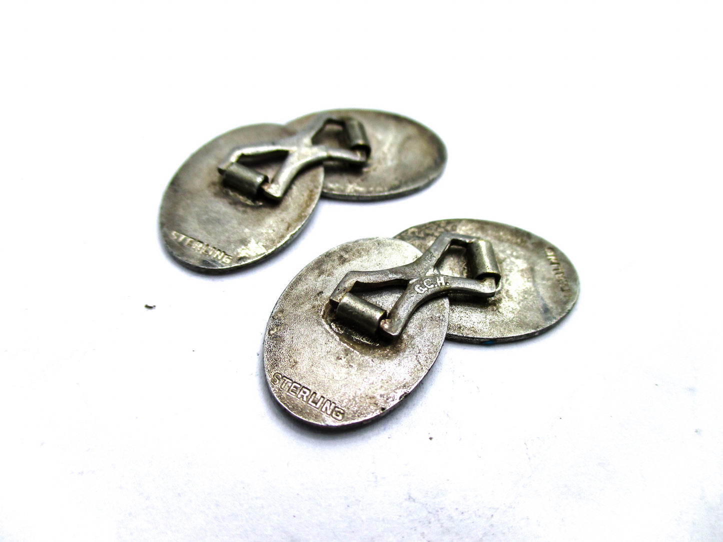 Antique Sterling Enamel Cufflinks by Vintage G.C. Hudson Company