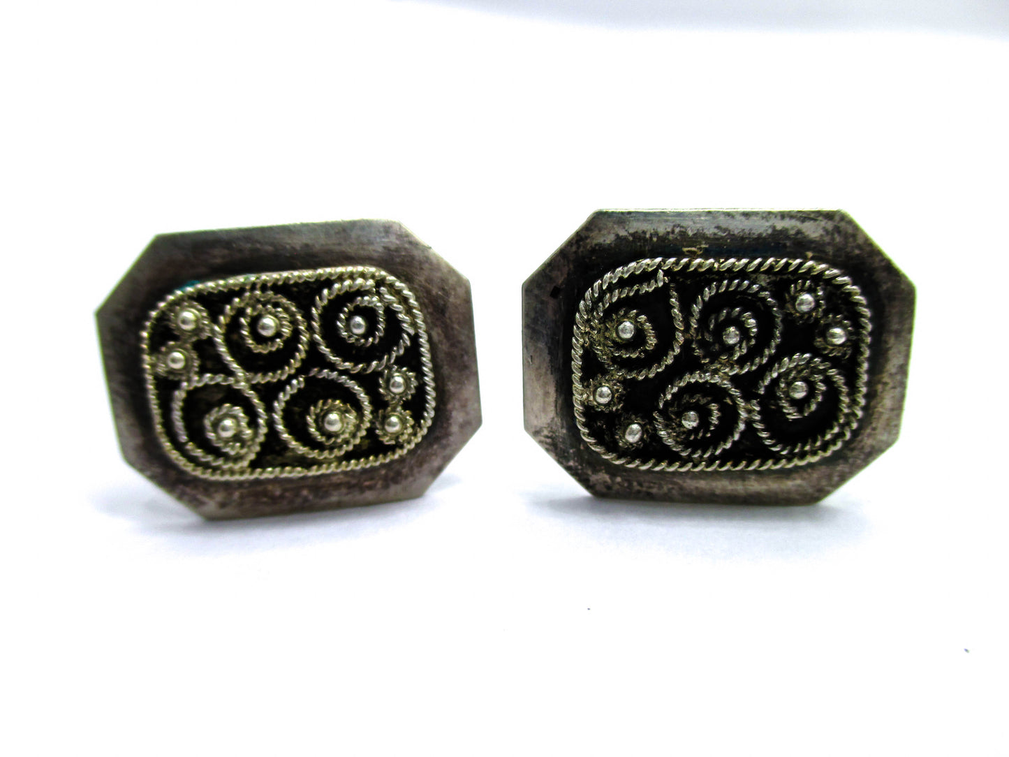 Silver Ethnic Design Vintage Cufflinks