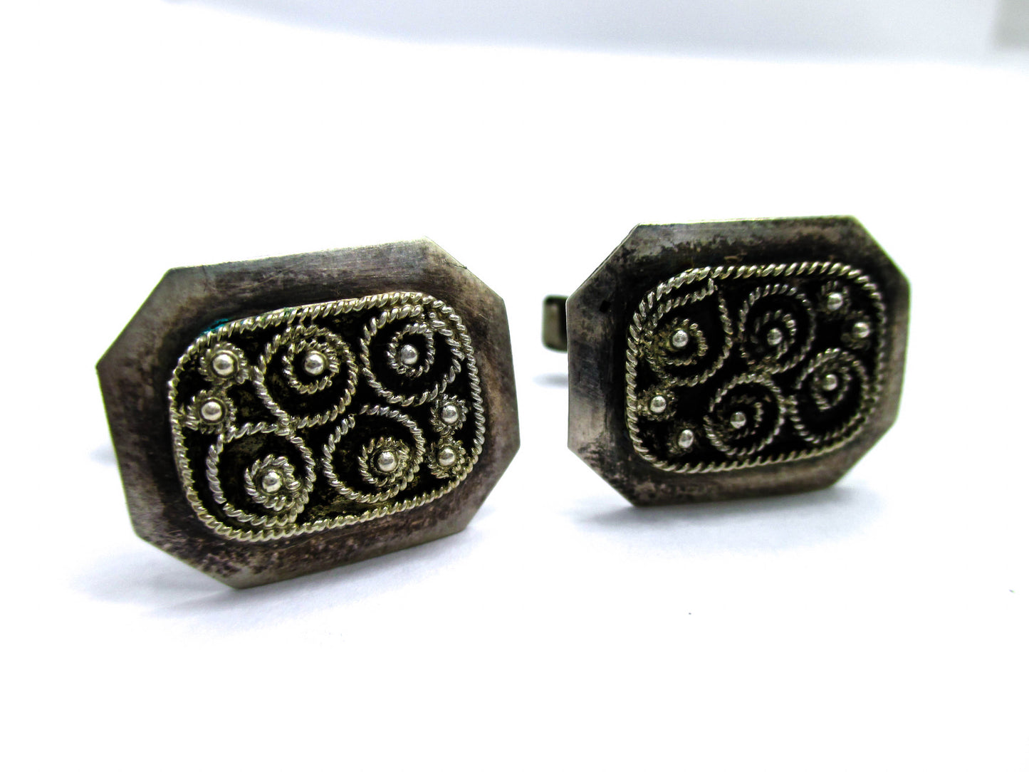 Silver Ethnic Design Vintage Cufflinks