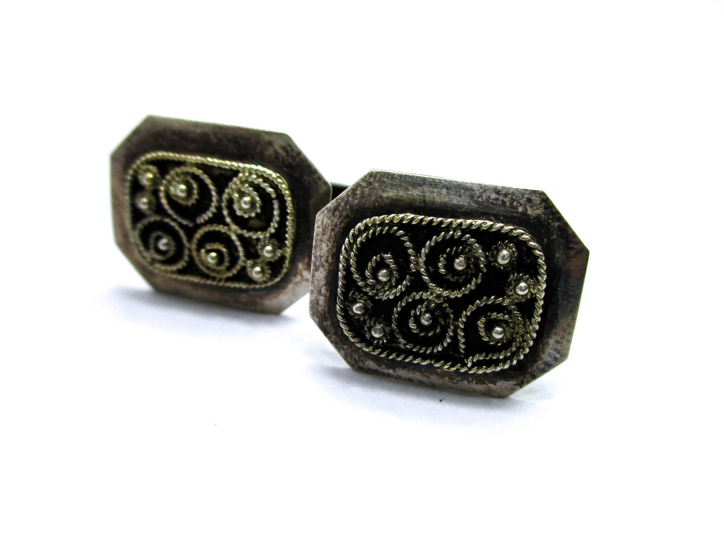 Silver Ethnic Design Vintage Cufflinks