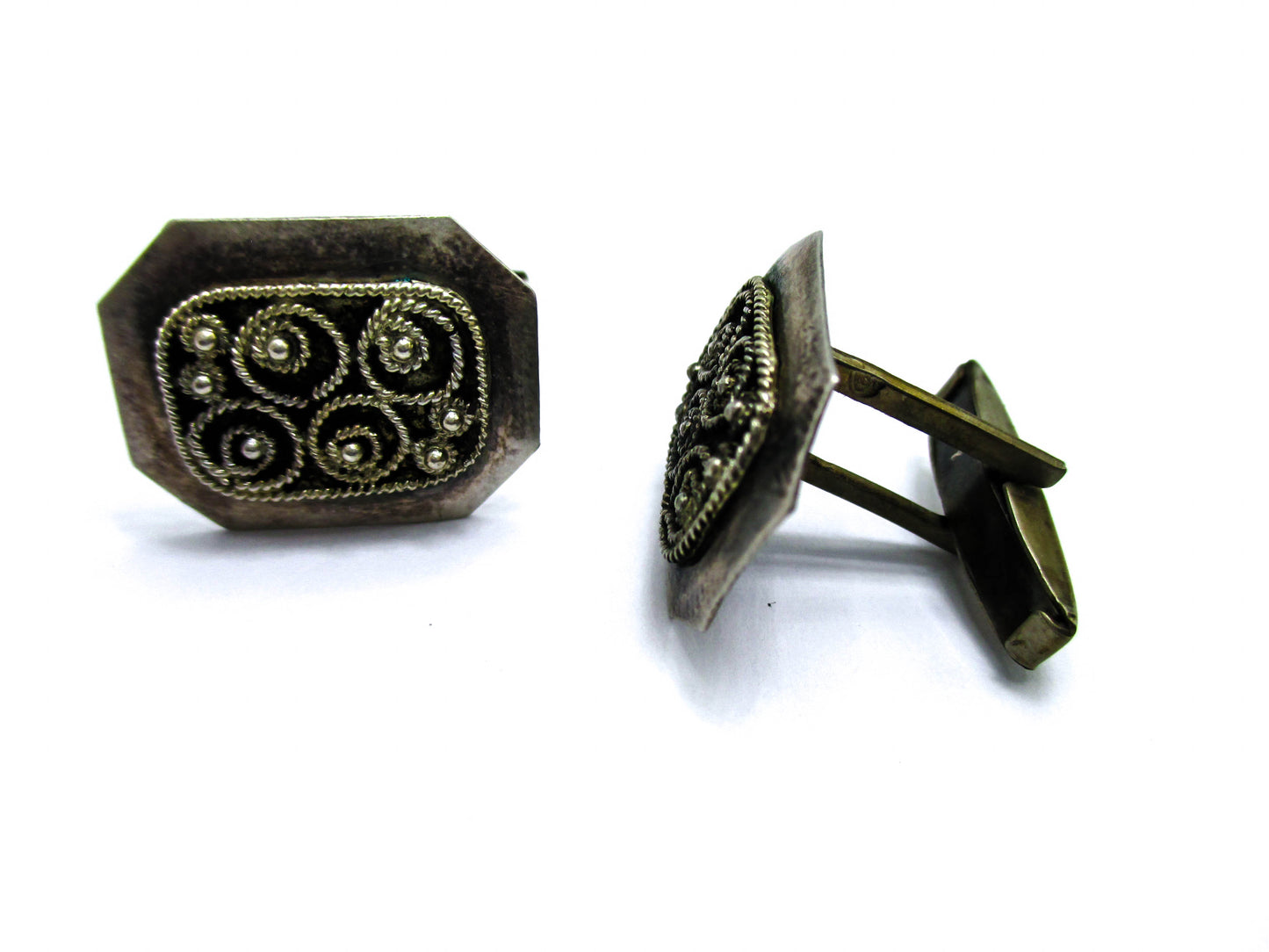 Silver Ethnic Design Vintage Cufflinks