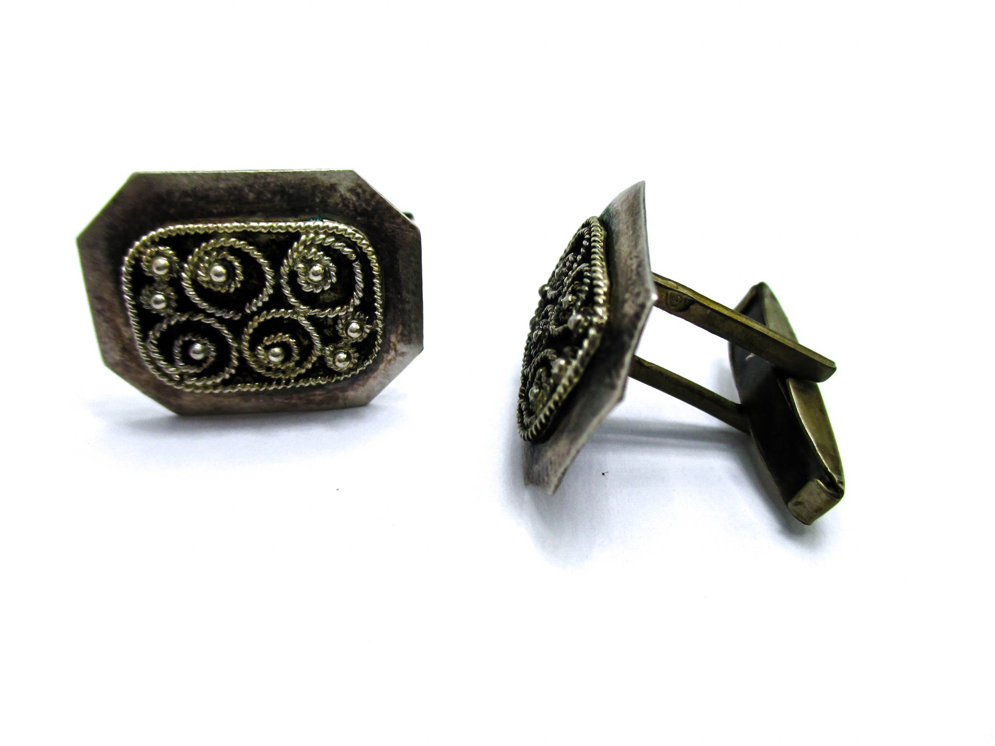 Silver Ethnic Design Vintage Cufflinks