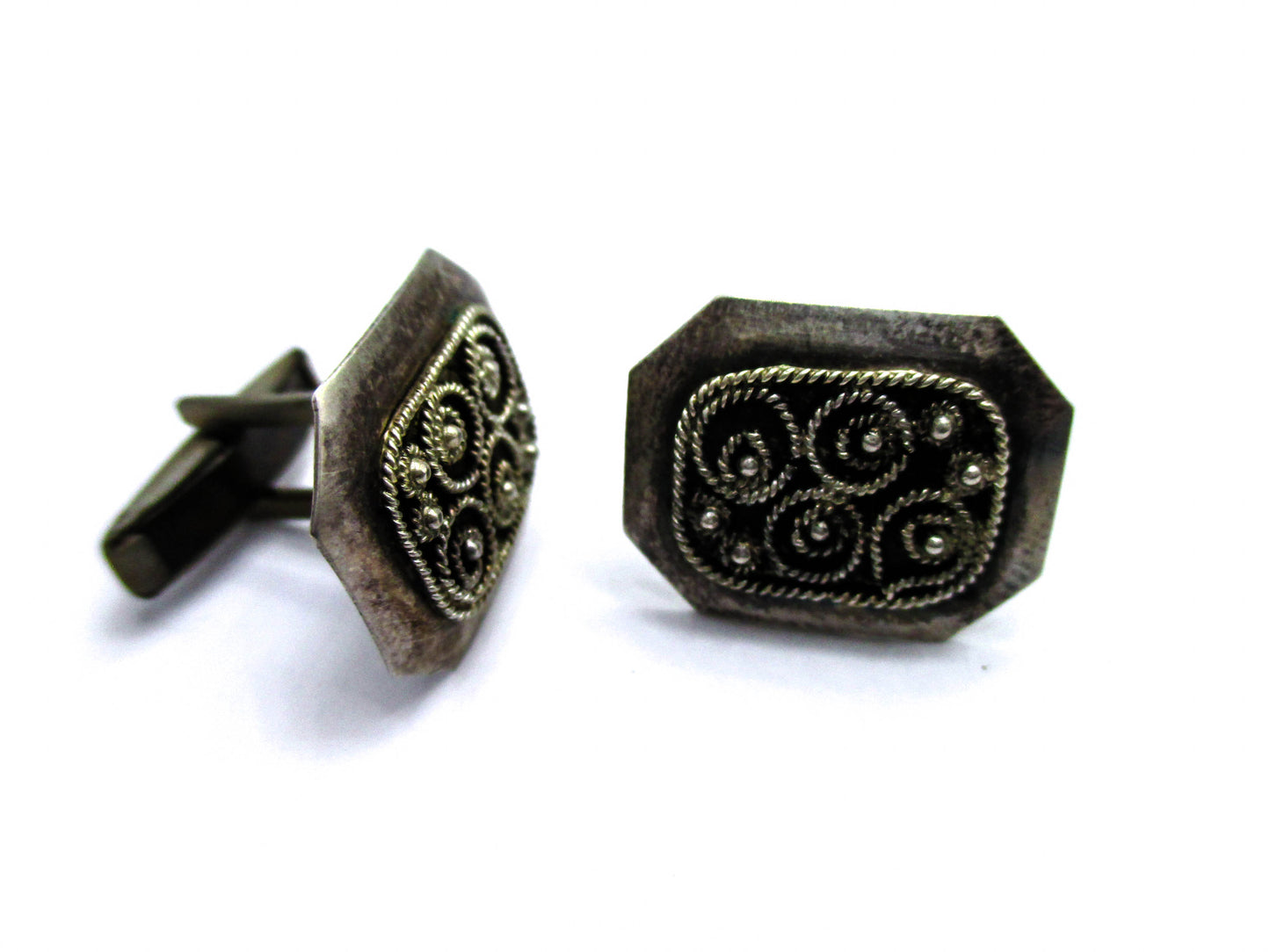Silver Ethnic Design Vintage Cufflinks