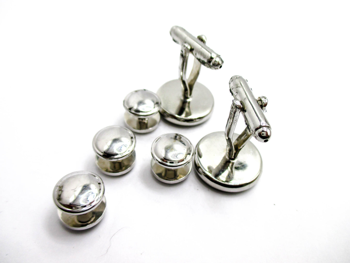 Silver Druzy Style Silver Foil Cufflinks and Shirt Studs