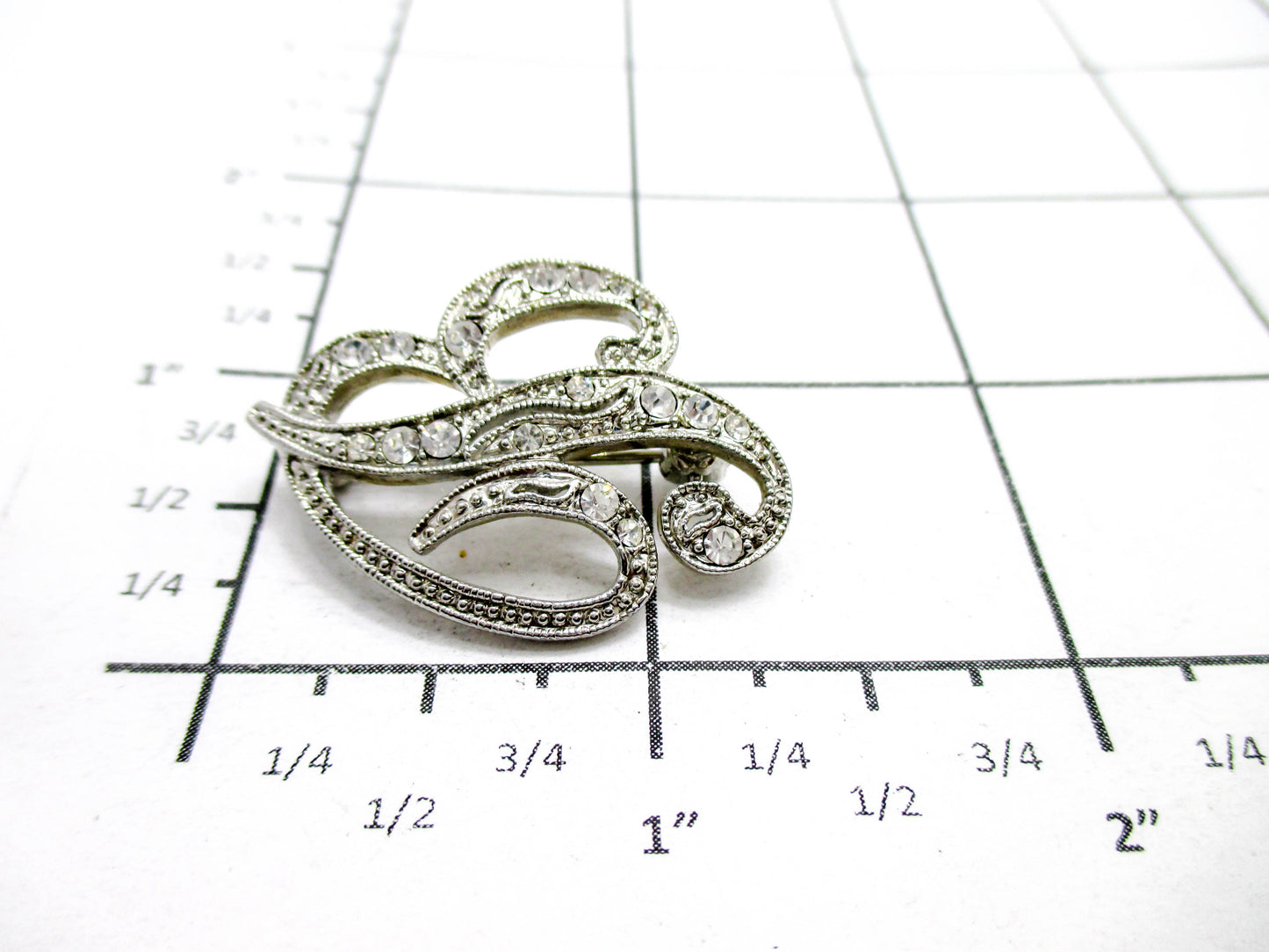Petite Letter "B" Rhinestone Brooch Pin - Signed MONET