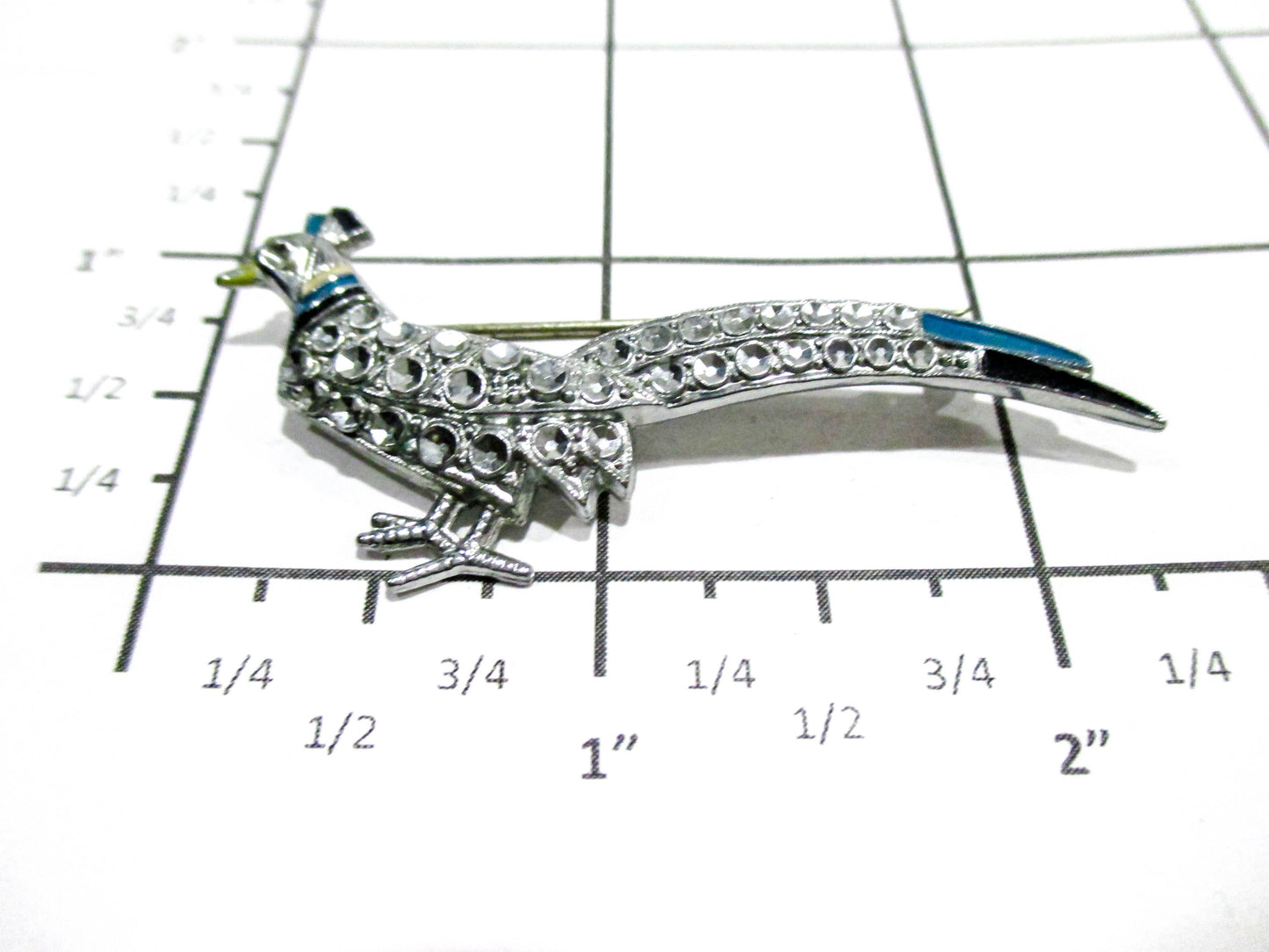 Vintage Pheasant Rhinestone Free Brooch Pin