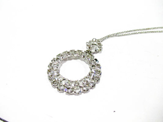 Silver Tone Cubic Zirconia - Halo Necklace
