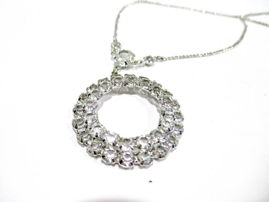 Silver Tone Cubic Zirconia - Halo Necklace