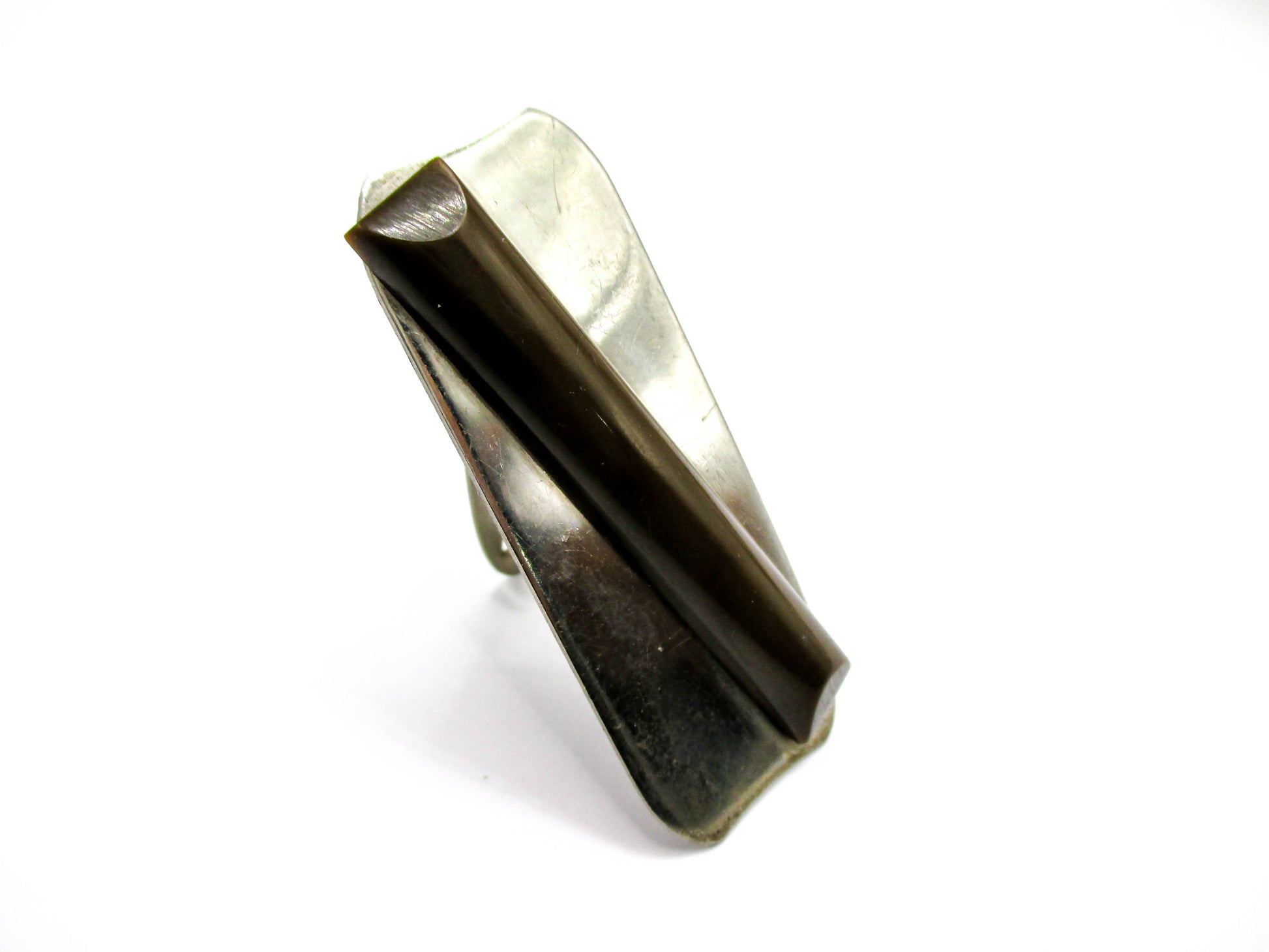 Brown on Silver Dress Clip
