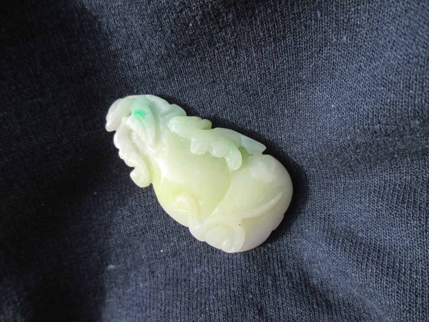 Jade Pendant - 20th Century Gourd and Rodent Carving