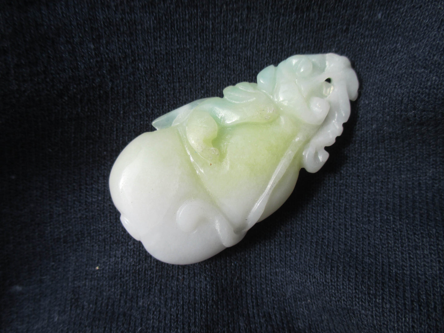 Jade Pendant - 20th Century Gourd and Rodent Carving