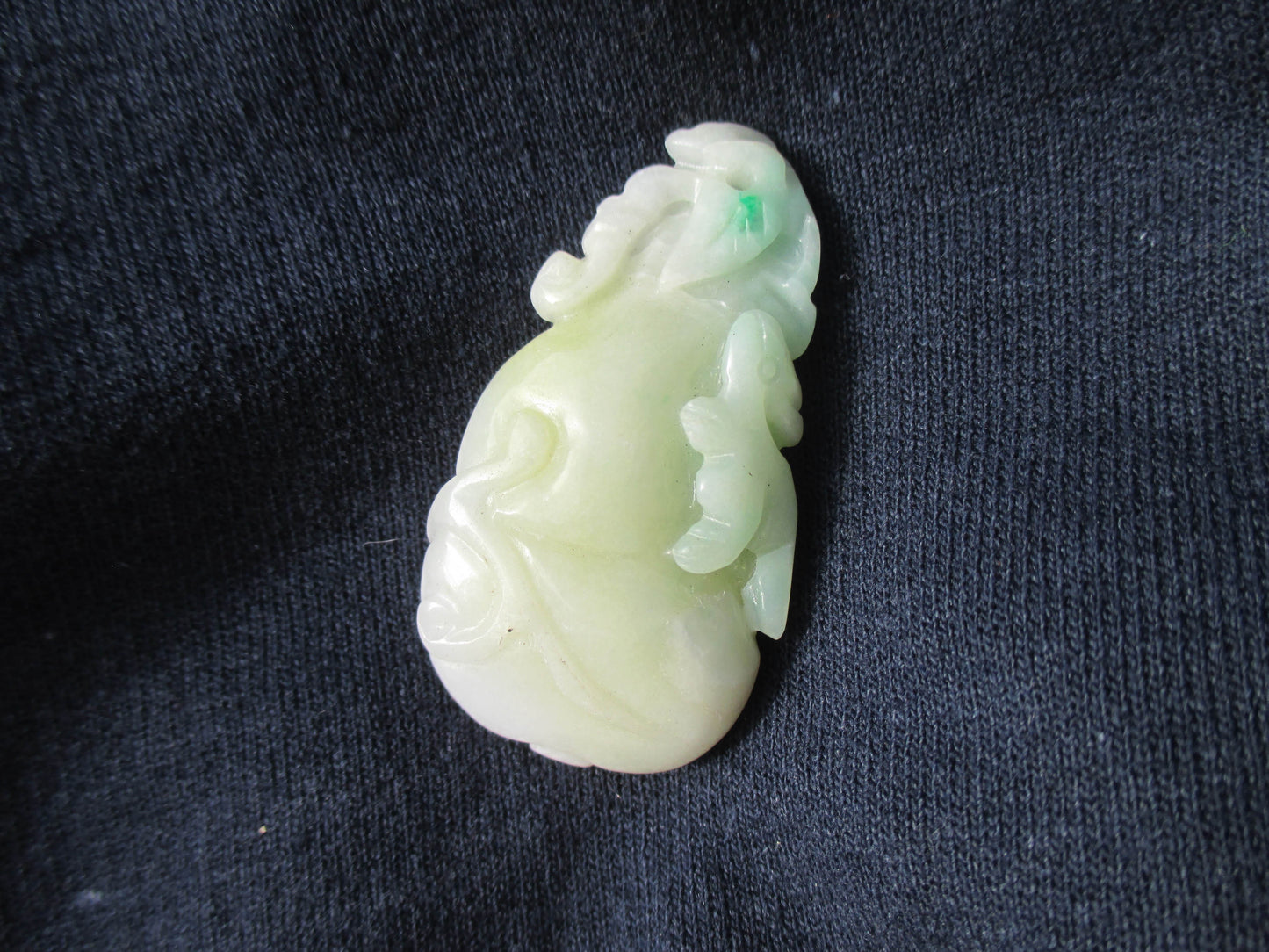 Jade Pendant - 20th Century Gourd and Rodent Carving