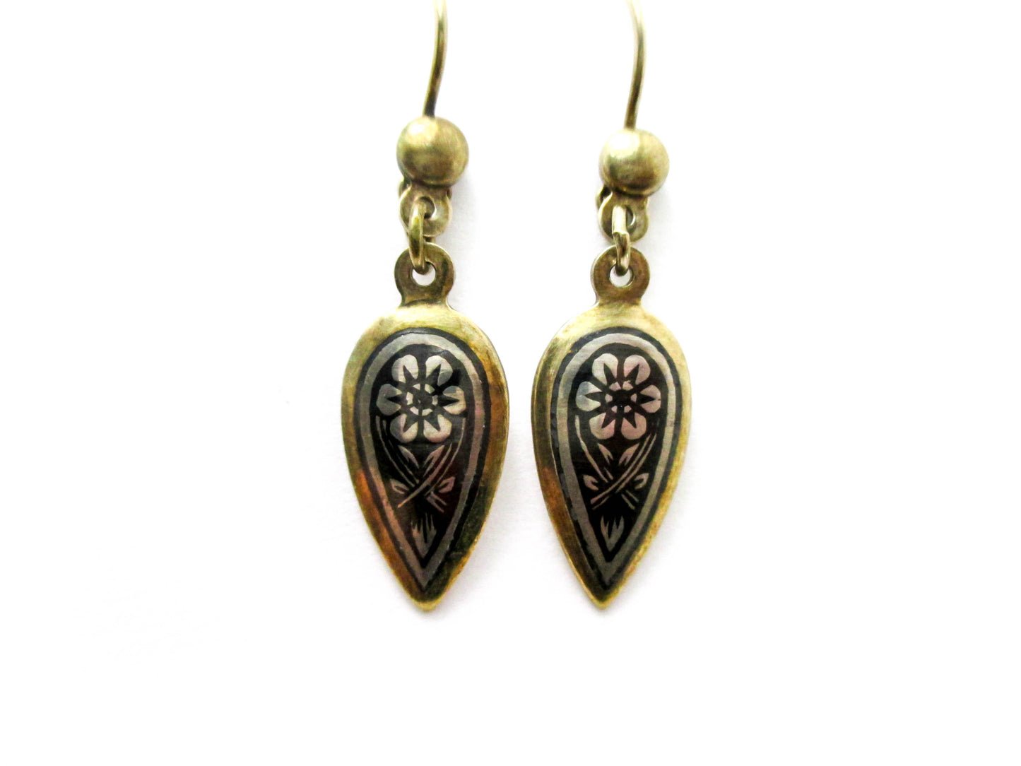 Kubachi Niello Silver Earring Set