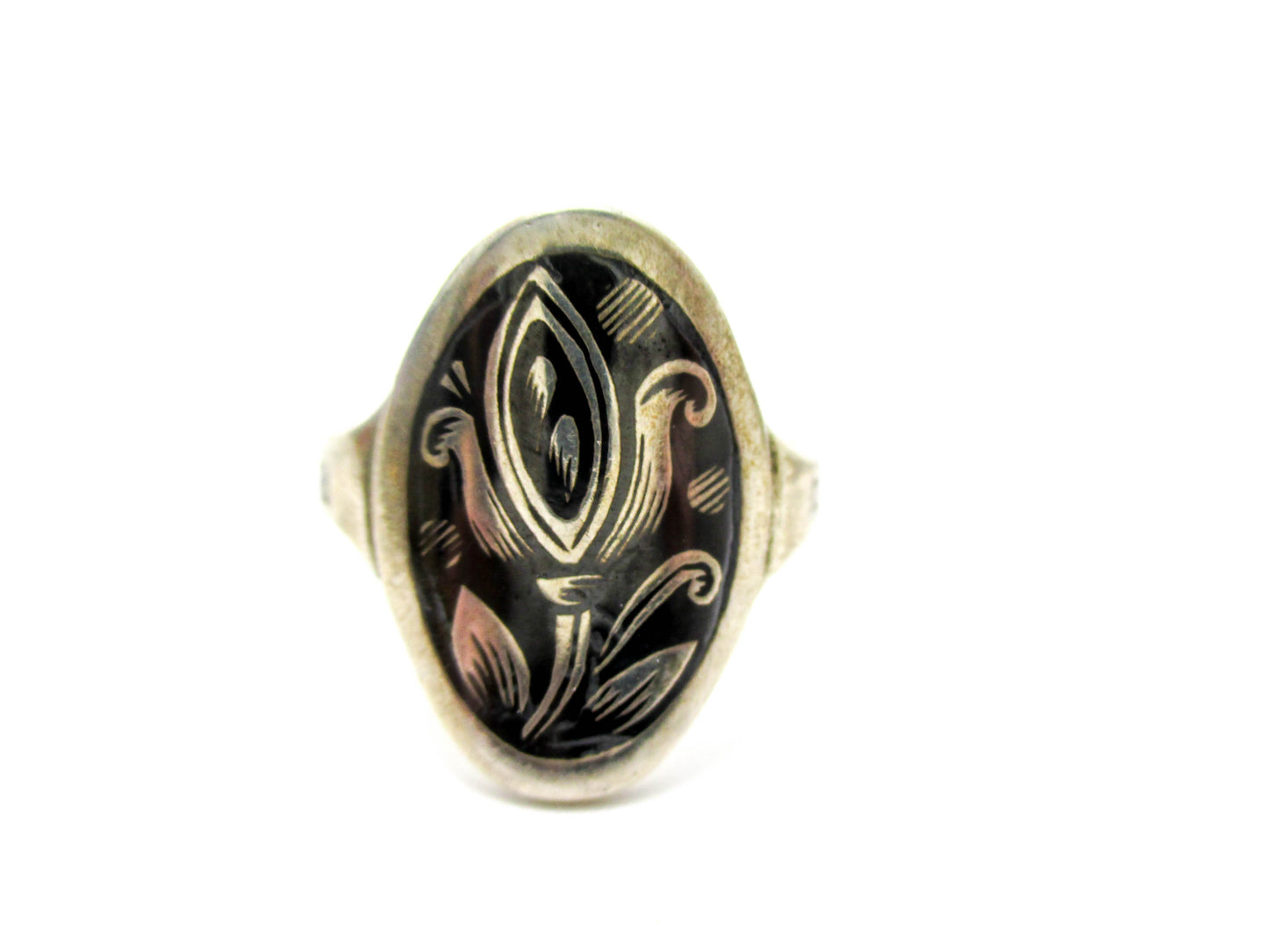 Kubachi Niello Silver Ring Size 8 1/4