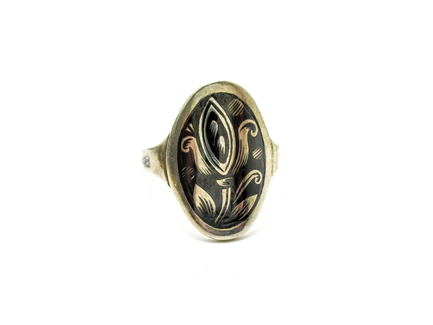 Kubachi Niello Silver Ring Size 8 1/4