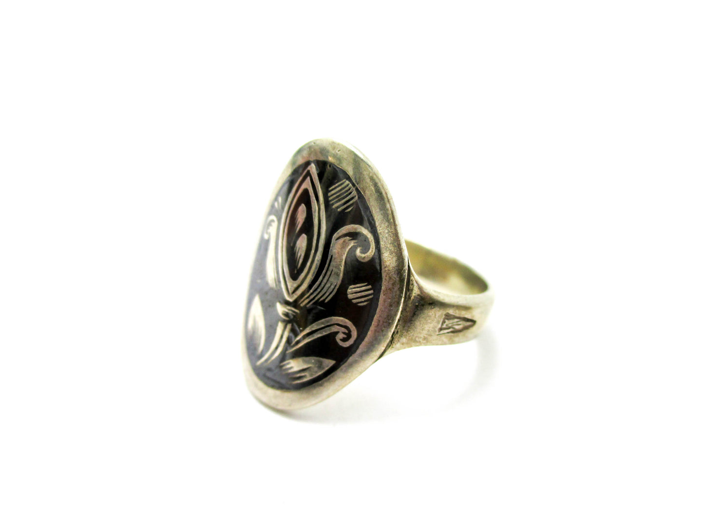 Kubachi Niello Silver Ring Size 8 1/4