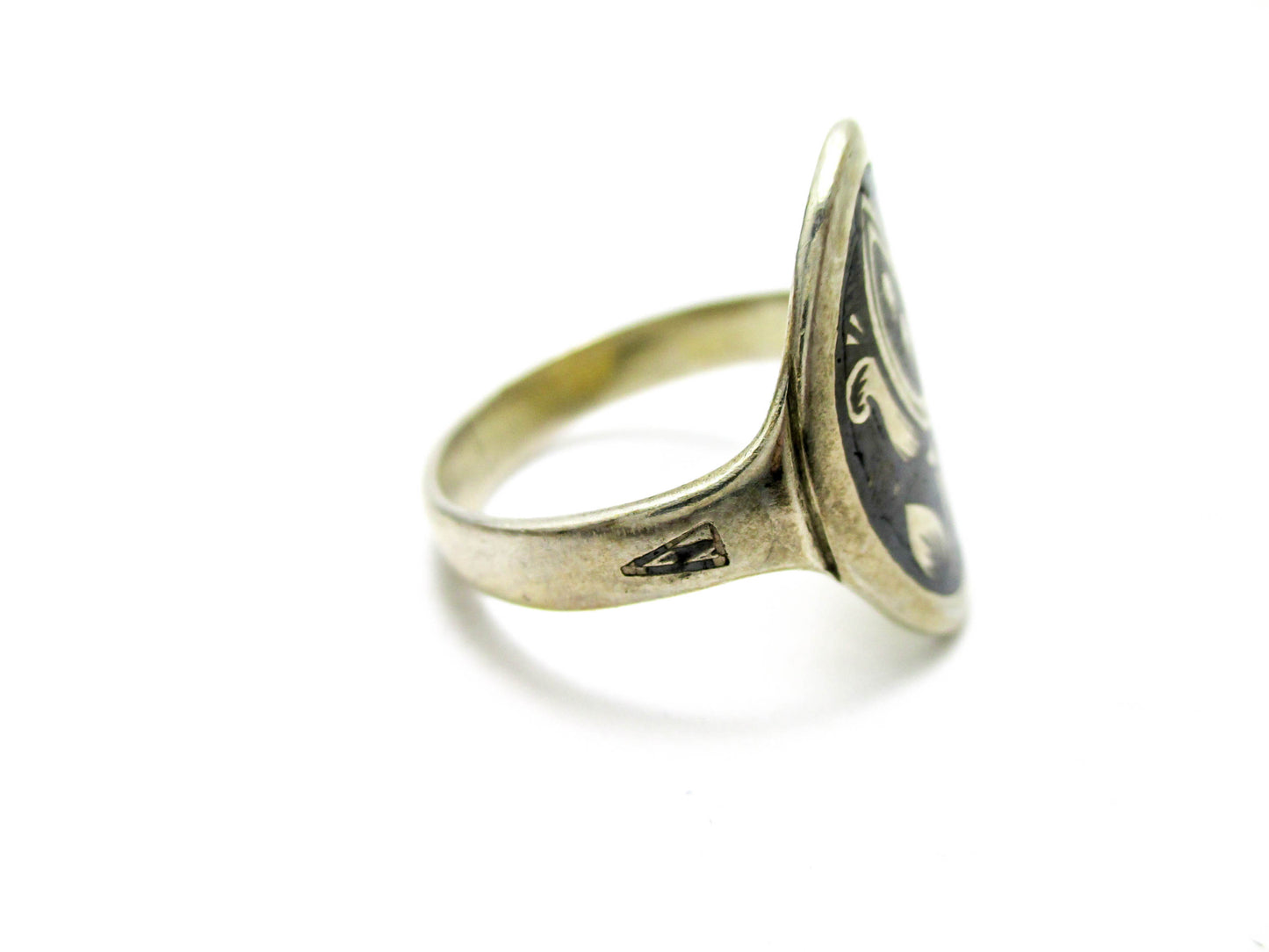Kubachi Niello Silver Ring Size 8 1/4