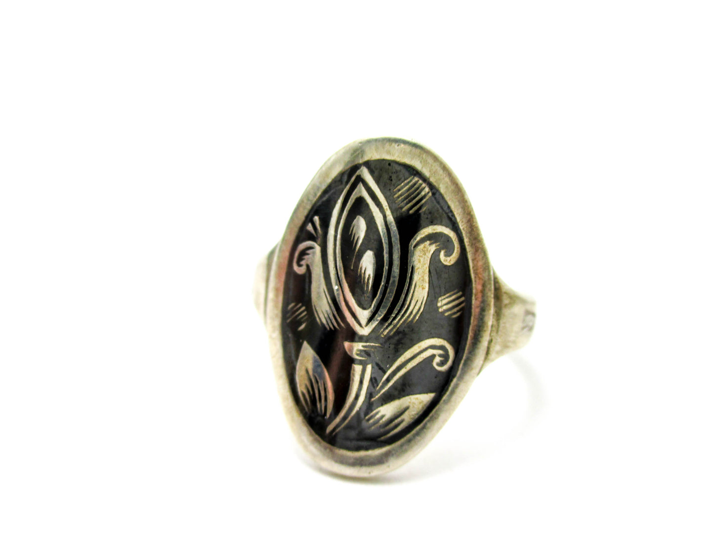 Kubachi Niello Silver Ring Size 8 1/4