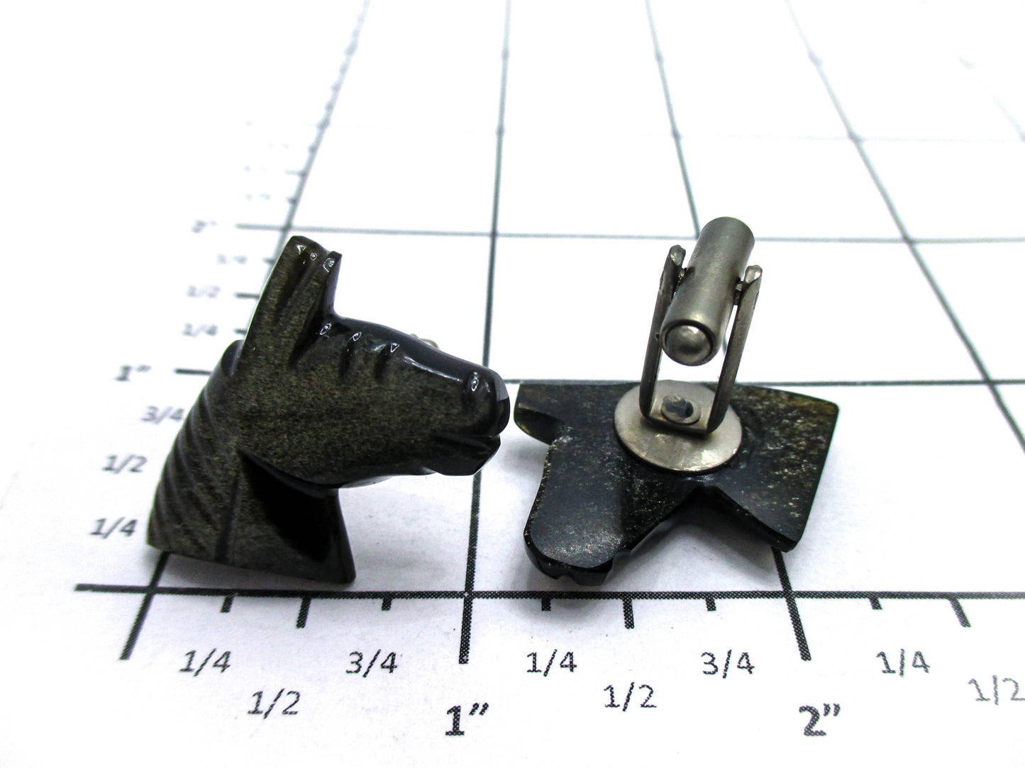 Carved Obsidian Horse Cufflinks
