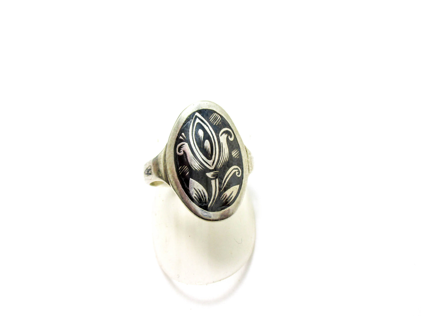 Kubachi Niello Silver Ring Size 8 1/4