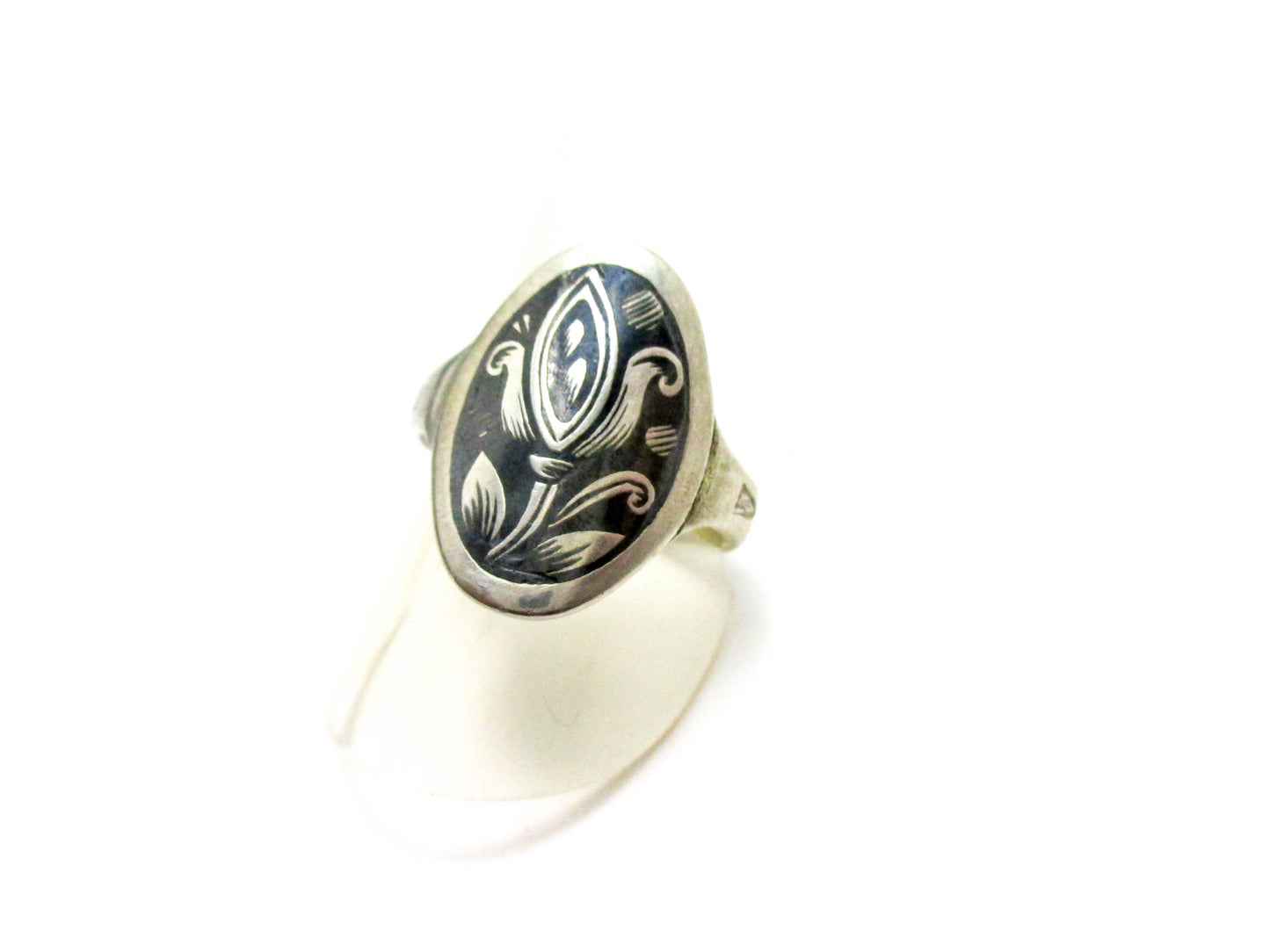 Kubachi Niello Silver Ring Size 8 1/4