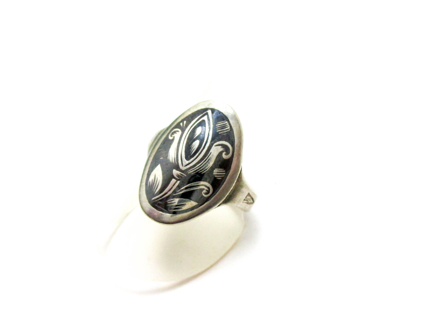 Kubachi Niello Silver Ring Size 8 1/4