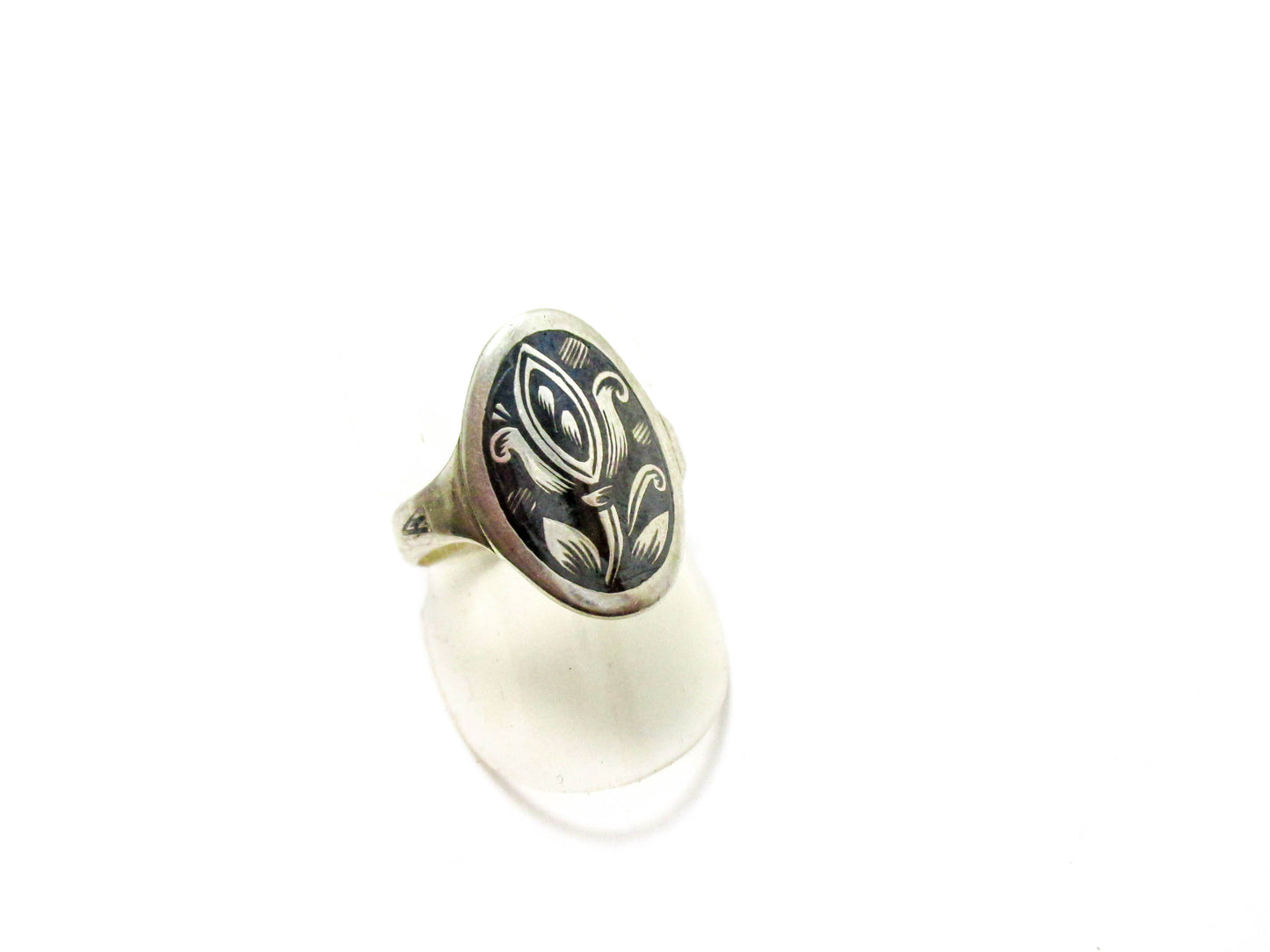 Kubachi Niello Silver Ring Size 8 1/4