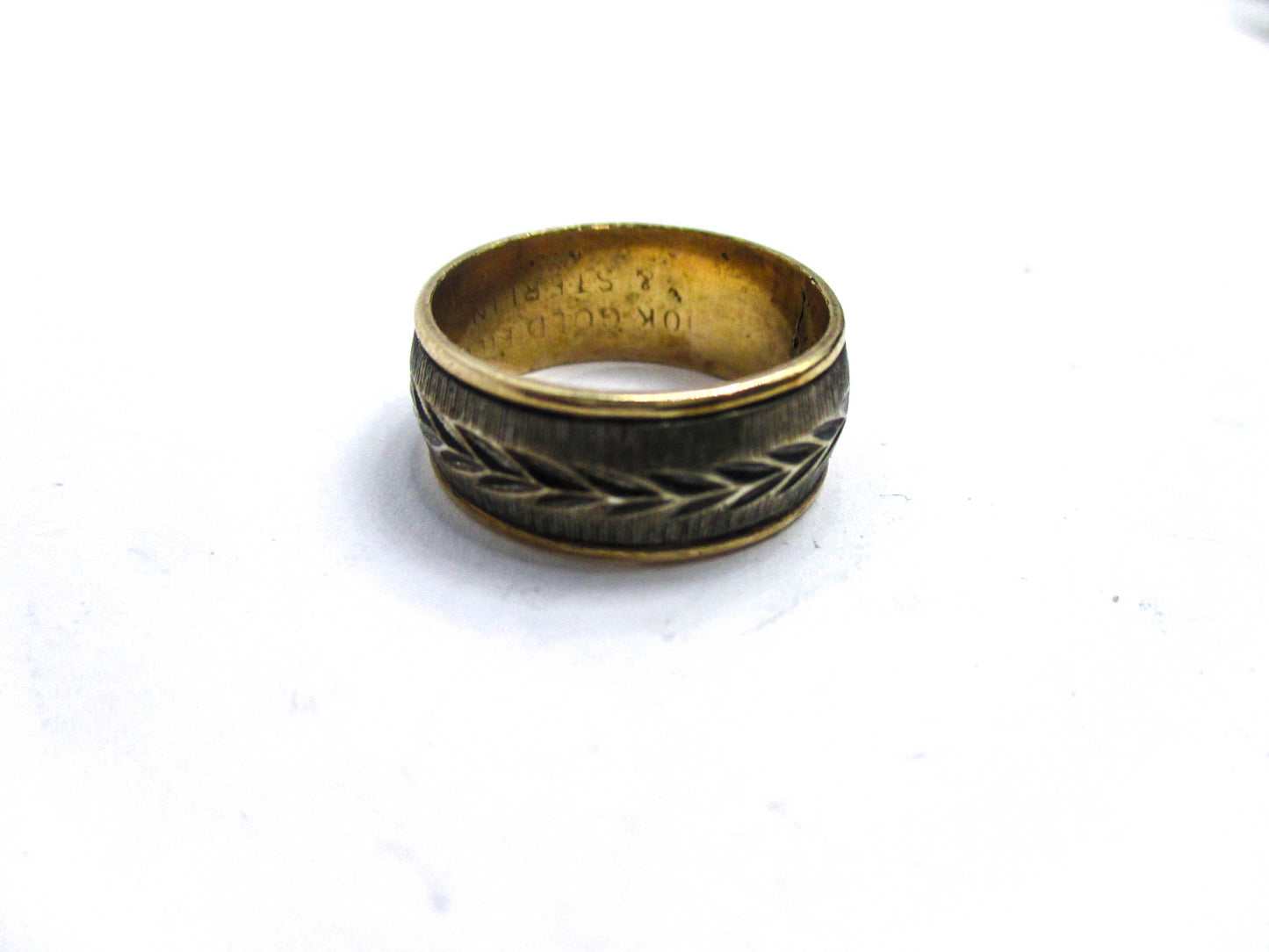 10K Gold Filled Sterling Silver Wedding Band Ring - Size 6 3/4