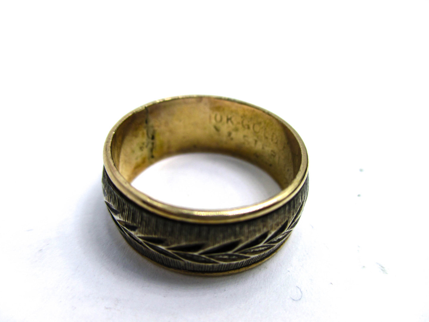 10K Gold Filled Sterling Silver Wedding Band Ring - Size 6 3/4