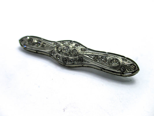 Fishon Silverite Bar Brooch Pin - Rare Antique Costume Jewelry