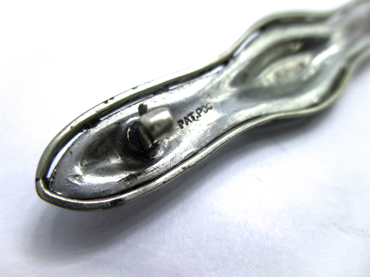 Fishon Silverite Bar Brooch Pin - Rare Antique Costume Jewelry