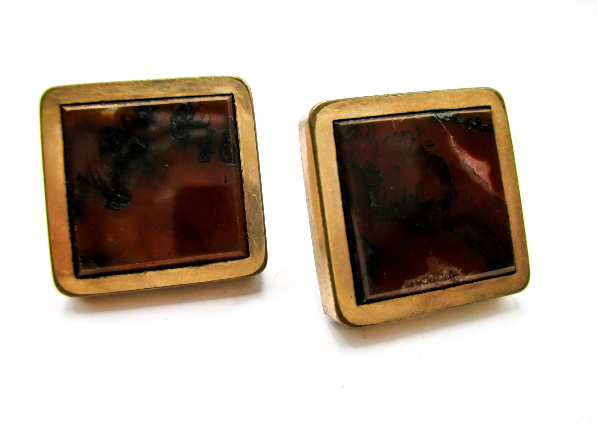 1800s Gemstone Cuff Buttons - 1880s Wingback Style Cufflinks