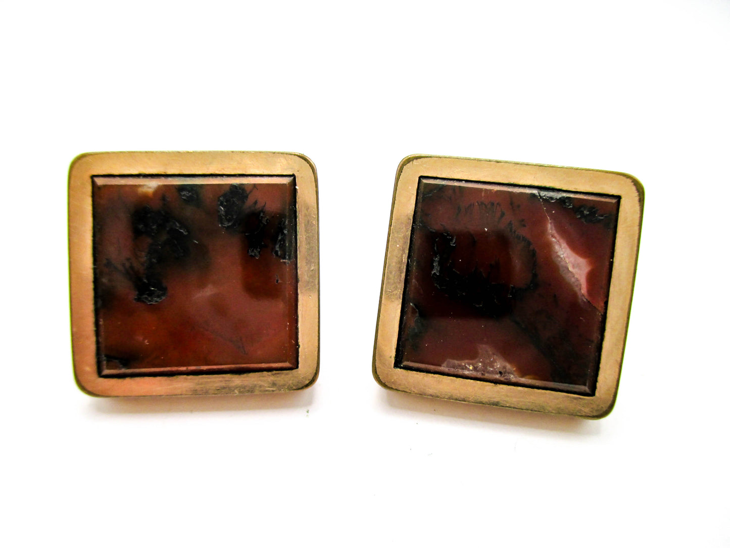 1800s Gemstone Cuff Buttons - 1880s Wingback Style Cufflinks