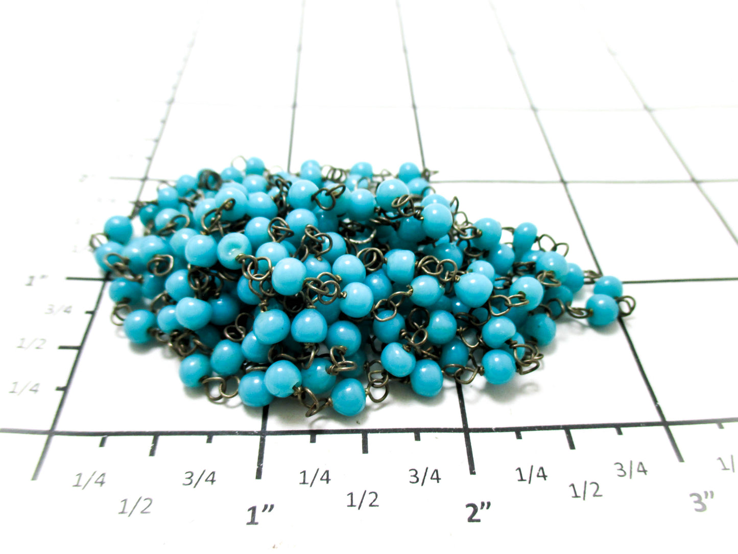 Baby Blue Small Glass Bead Very Long Necklace -  6ft, 72 inches