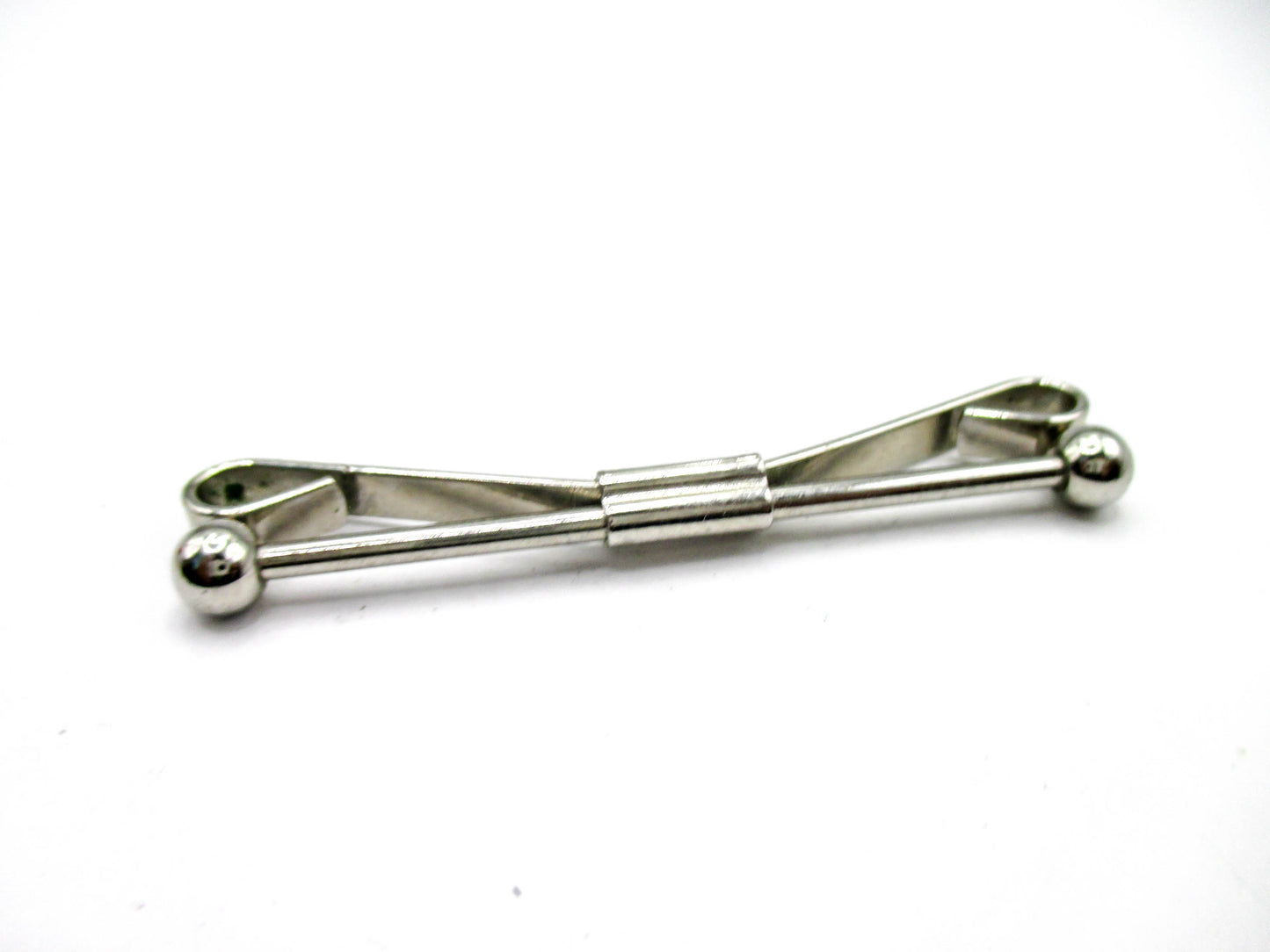 Silver Tone Collar Bar - Ball Ends - Smooth Bar Style - 2 1/4"