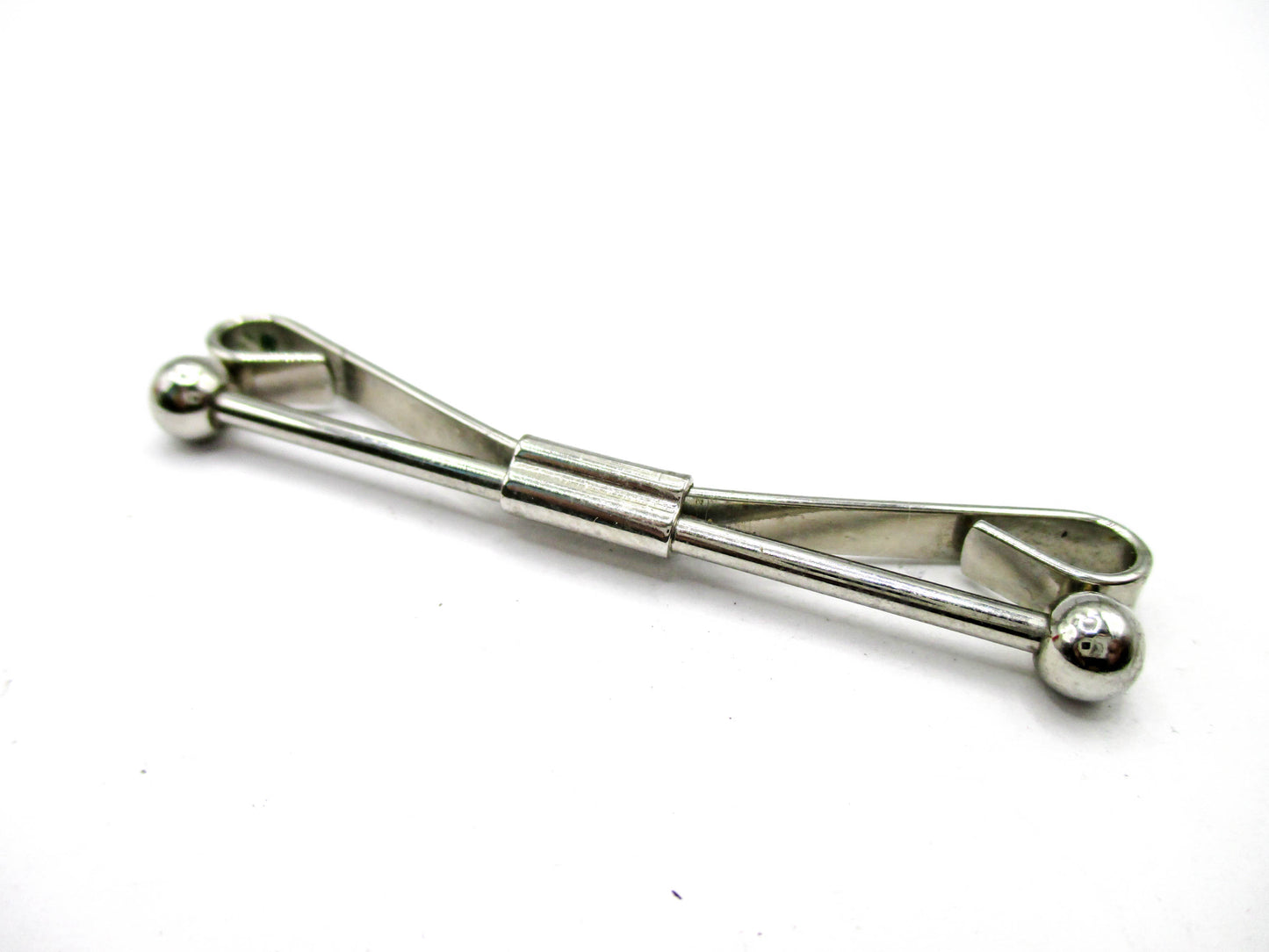 Silver Tone Collar Bar - Ball Ends - Smooth Bar Style - 2 1/4"