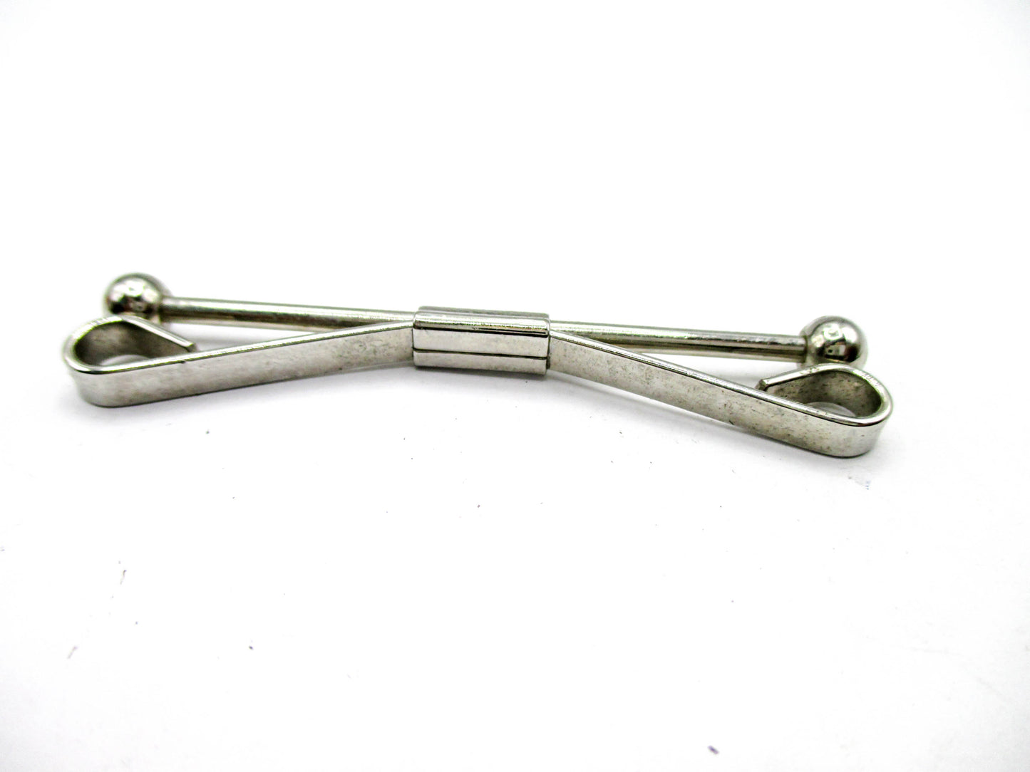 Silver Tone Collar Bar - Ball Ends - Smooth Bar Style - 2 1/4"